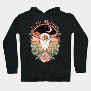 Desert Dreaming boho cow skull design Hoodie